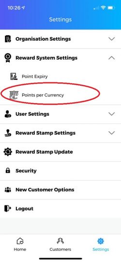 Point per currency